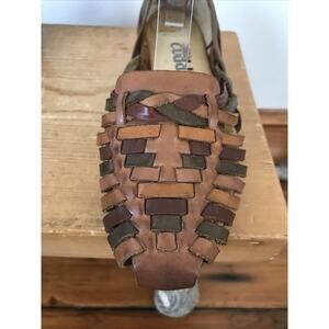 Vintage Cobbie Cuddlers Brown Leather Huarache Woven Slip On Sandals 5.5W 35.5